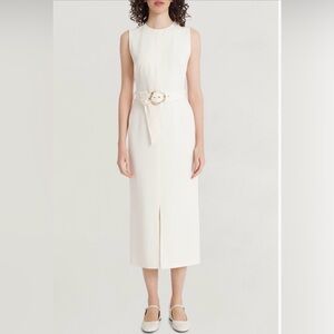 Luxely Sleeveless Belted Midi Dress